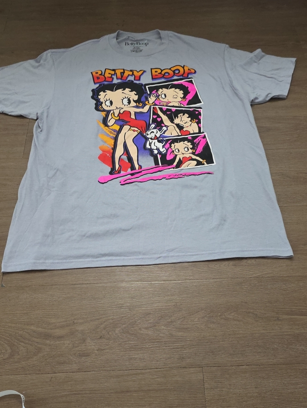 Betty Boop Light Gray Tee with Neon Graphic